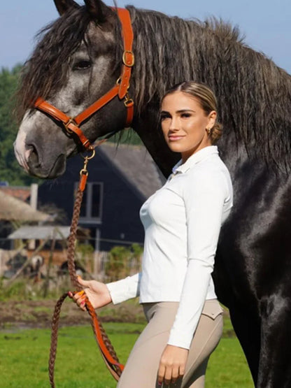 MXLLINA Tee-shirts d'équitation bordeaux femme hauts équestres doux à manches longues pour femme cavalière chemise de base vêtement