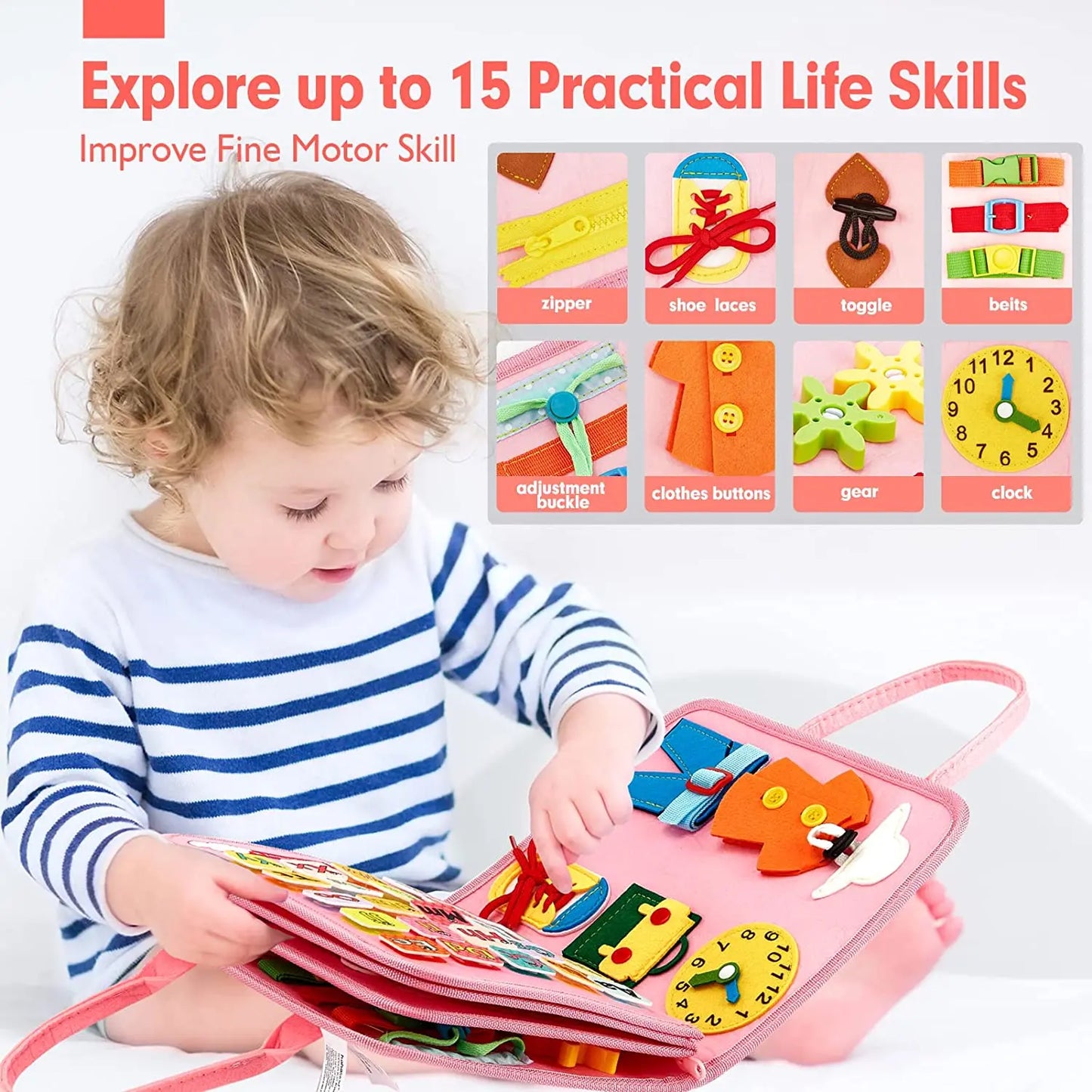 Montessori Toys Busy Board Sensory Activity Developing Board for Motor Skills,Learning Board for Toddlers  Christmas Gift