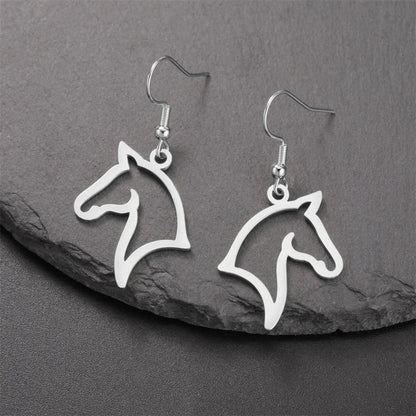 My Shape Boucles d'oreilles tête de cheval pour femme, acier inoxydable, goutte de cheval, boucle d'oreille pendante, bijoux amoureux, cadeaux du Nouvel An