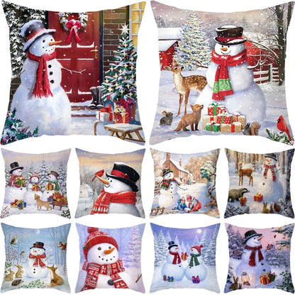 Housse de coussin de noël, père noël, décor de joyeux noël pour la maison, ornements de noël 2025, cadeaux de noël, nouvel an 2026