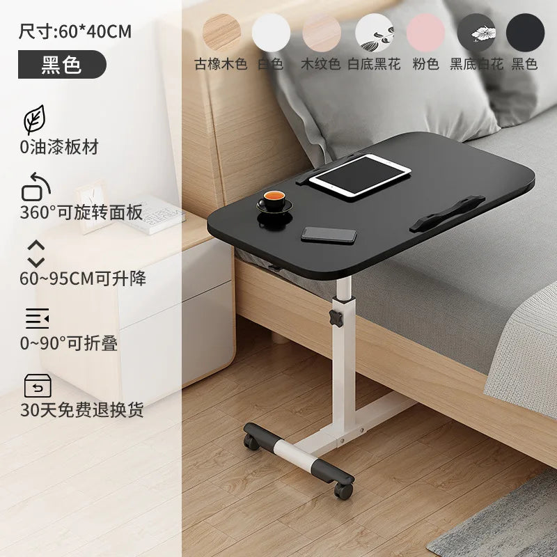 Table de lit inclinable avec roulettes, bureau de chevet réglable en hauteur, 2 ordinateurs de bureau inclinables, bureau sur pied pour ordinateur portable