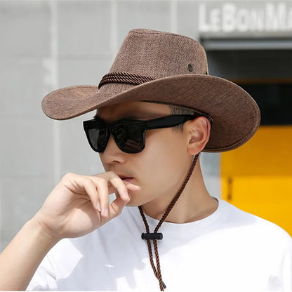 Spring Autumn Wide Brim Solid Color Men Jazz Hat Unisex Sun Protection Outdoor Women Top Hat Cowboy Cap