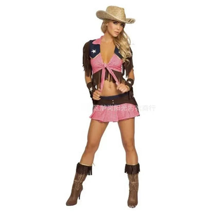 2025 Déguisement d'Halloween de cow-girl rose pour adulte, tenue de cirque, bal masqué d'Halloween, costume de