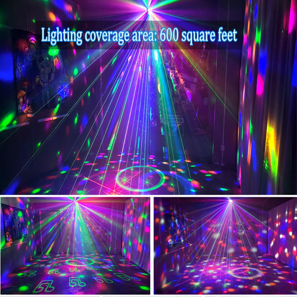 2 boules disco lumineuses avec projection de motifs et contrôle sonore,  et plus