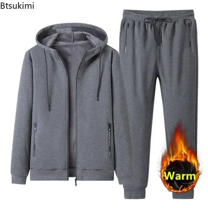 Nouveaux ensembles homme automne hiver 2025 Survêtements décontractés pour homme Costumes de sport à capuche en pur coton épais et chaud polaire pour homme