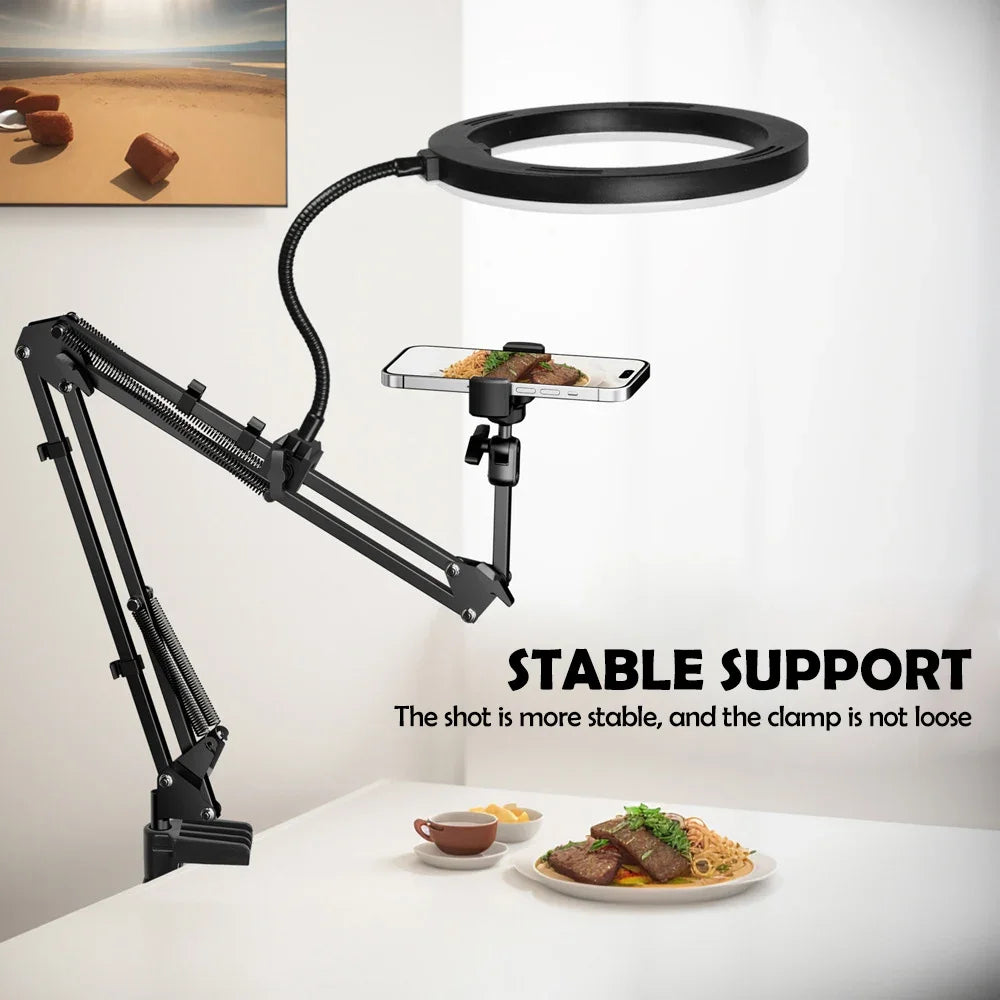 LED Phone live streaming Fill Light with Flexible Robotic Arm Phone Holder Fixed Shooting Recording Live Streaming Selfie Stick