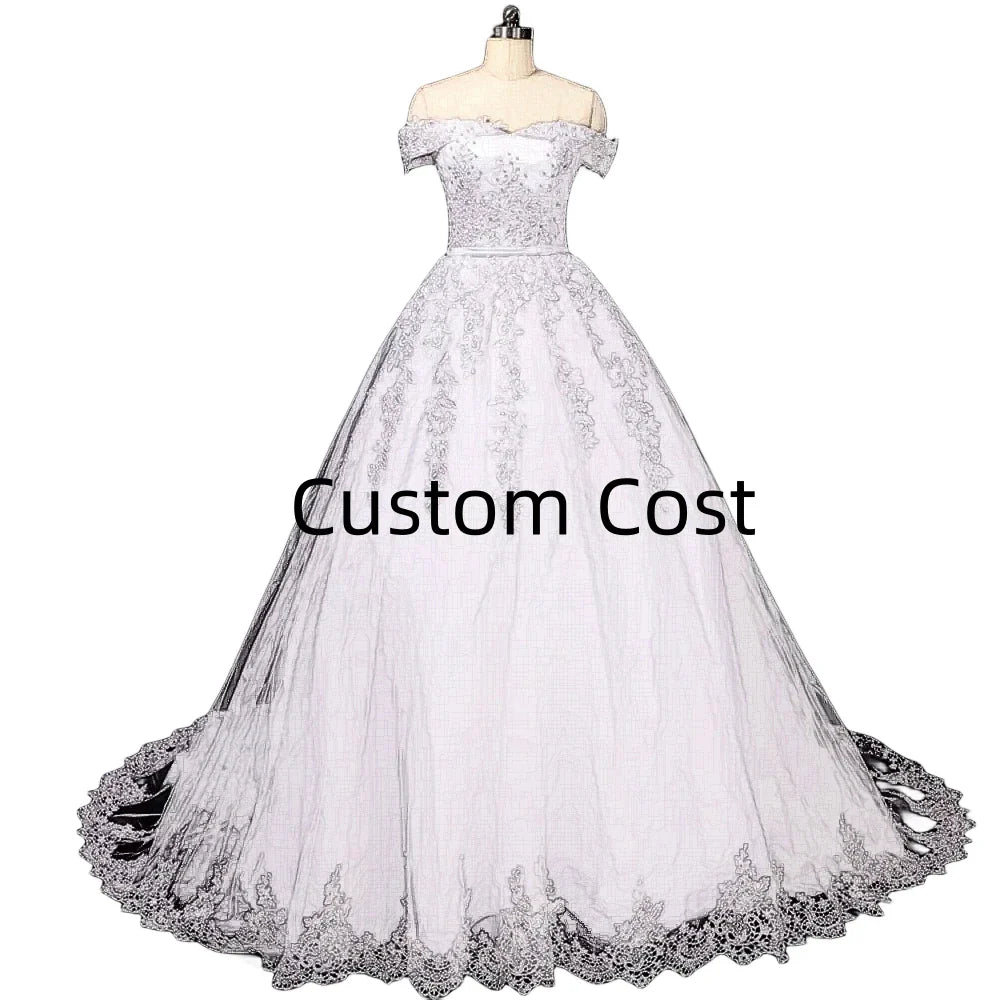 Vestido De Noiva Pearls Lace Wedding Dress Robe Princess Mariage Plus Size Long Train Bridal Wedding Gowns