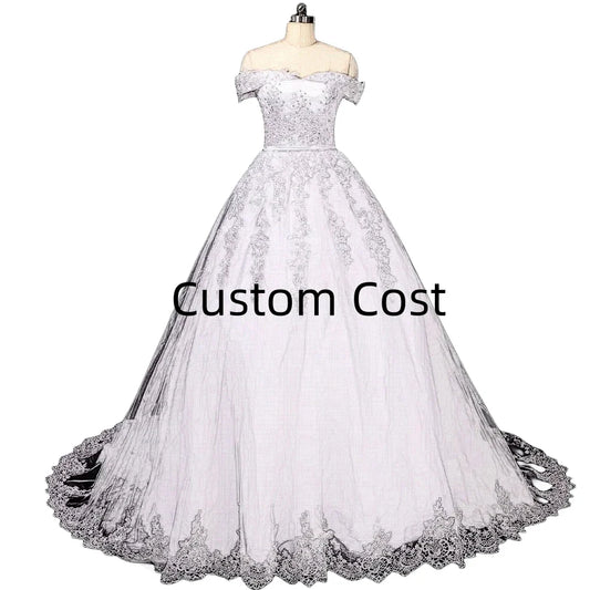 Vestido De Noiva Pearls Lace Wedding Dress Robe Princess Mariage Plus Size Long Train Bridal Wedding Gowns