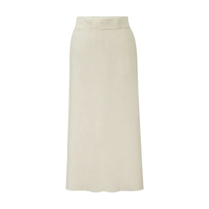 Women's Autumn/winter Knit Bodycon Skirt Medium-length High-waisted Thickened Side Slit Step-length Skirt