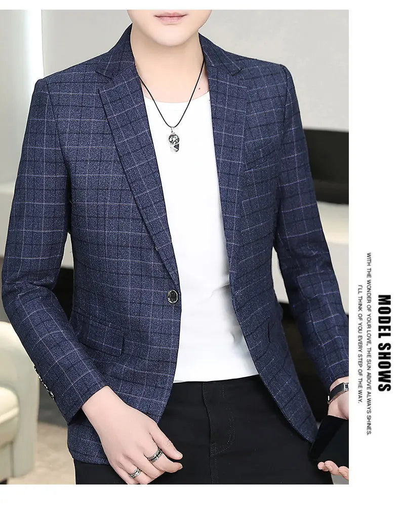 Chemise habillée cintrée à carreaux pour homme, coupe ajustée, style occidental, décontractée et tendance.