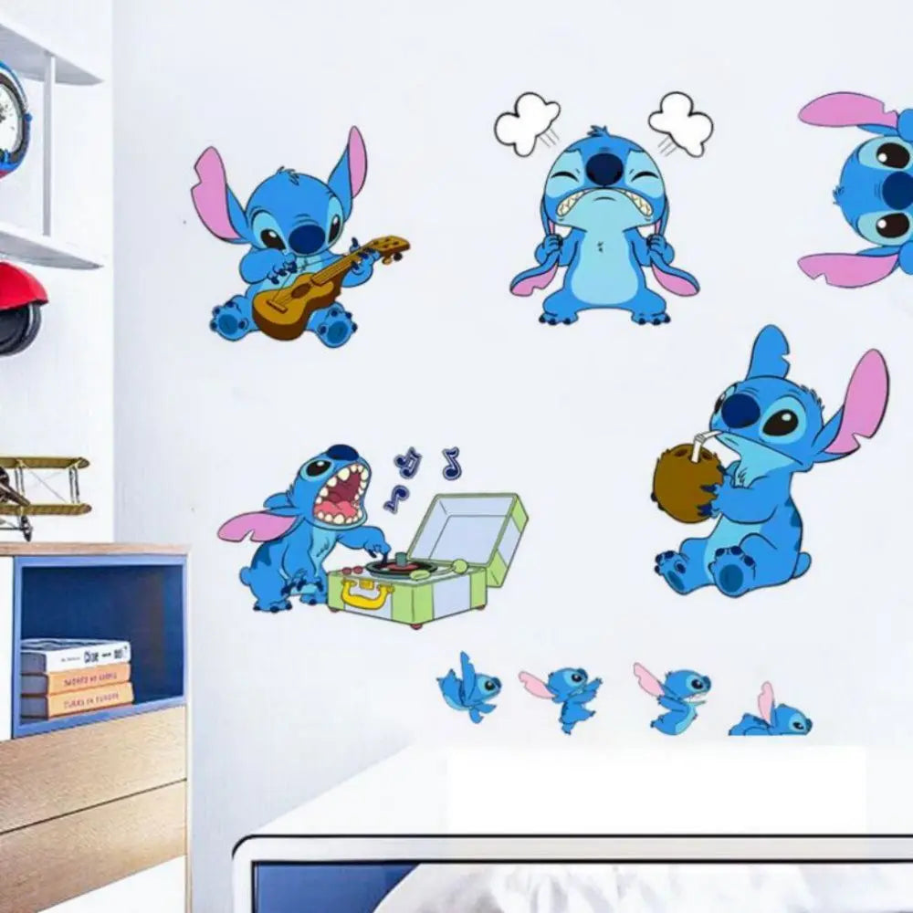 MINISO Autocollants Muraux Dessin Animé Lilo & Stitch pour Chambre d'Enfant, Maternelle, Salon, Chambre à Coucher, Décoration Murale, Poster Animé