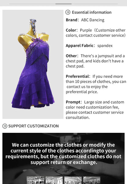 Costumes de danse latine, robe de soirée pour femme, tenue de performance de samba, compétition 2026, vêtements de bal pour adultes, tenue de danse pour filles, costume à franges sportif