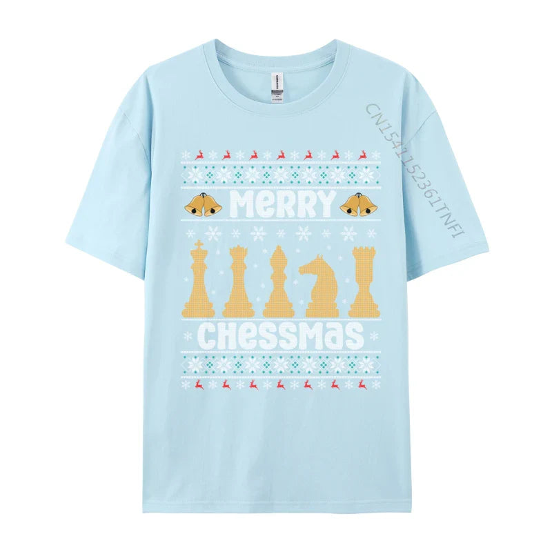 Merry Chessmas Ugly Chess Player Christmas T-Shirts Retro Boy Top T-Shirts Crewneck Combed Cotton Tops Shirt Tops & Tees Casual