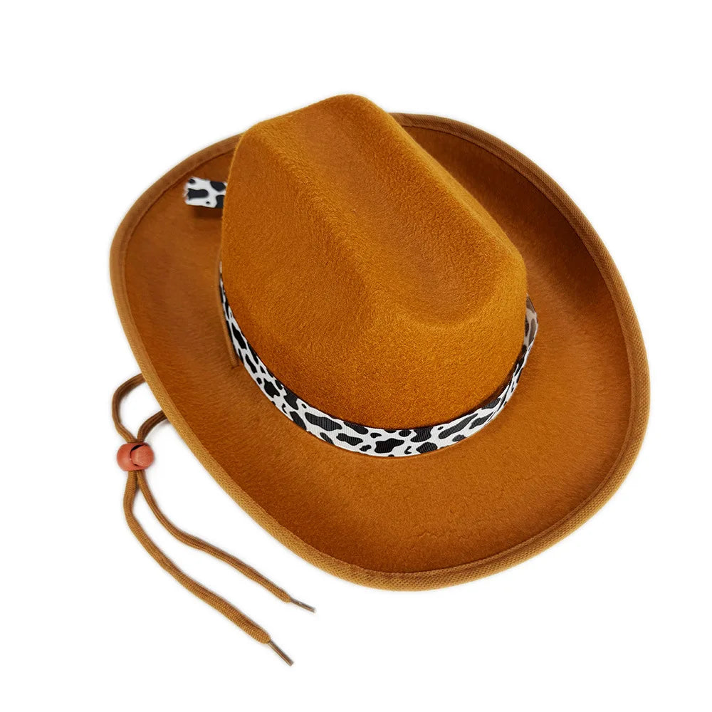 Children's Cowboy Hat, High-Quality Cowgirl Hat, Cow Print Jazz Hat, Festive for Festival, Western Themed Event, Party