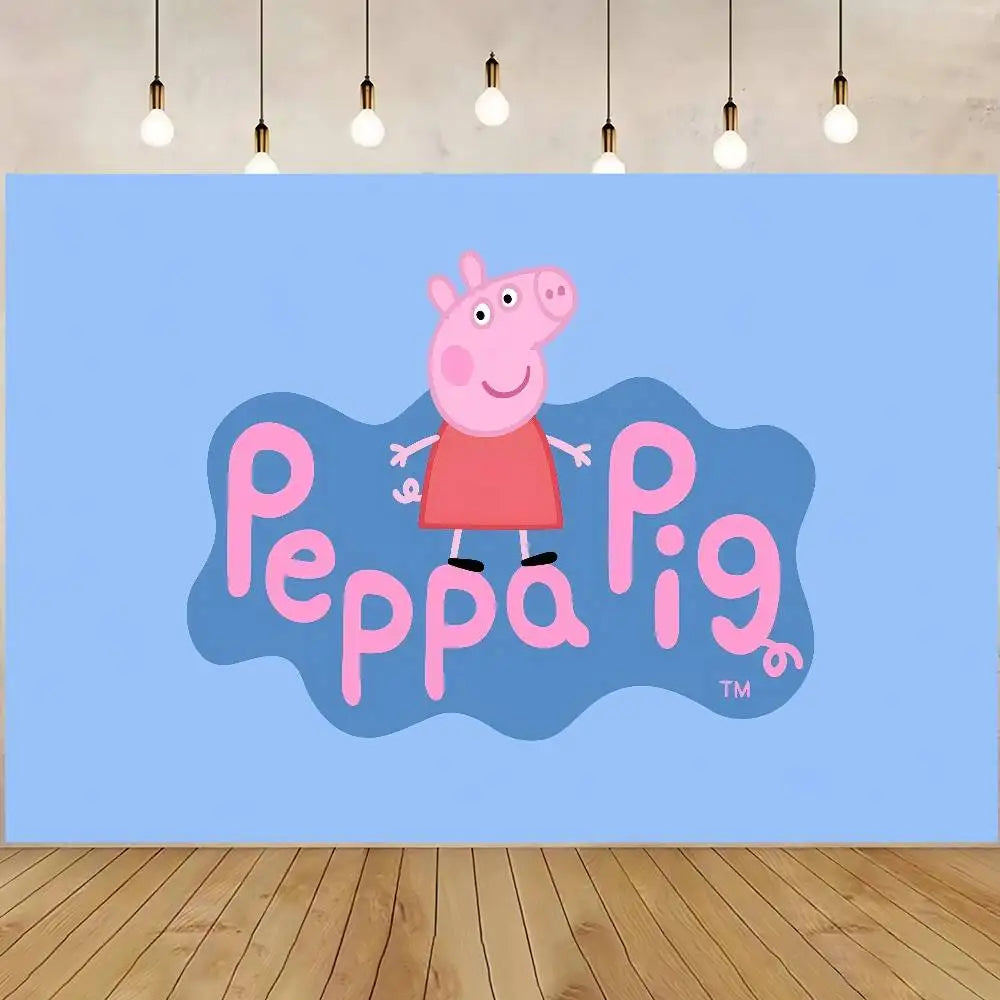 Cute P-PEPPAS PIG Photography Backgrounds For Kids Birthday Party Children Portrait Photo Backdrops