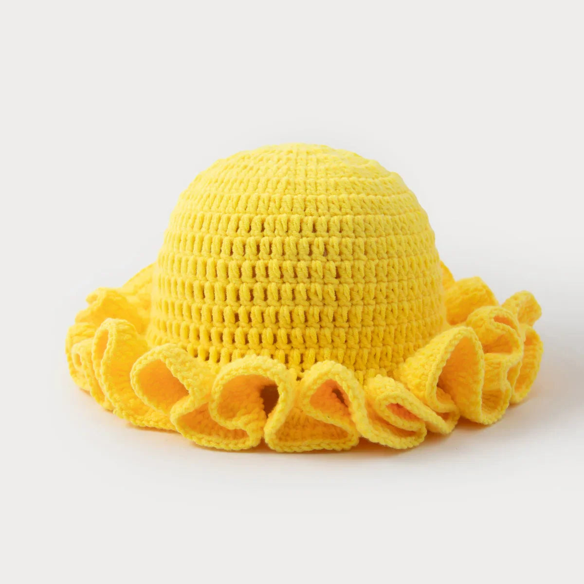 Chapeau seau à volants en Crochet coloré, chaud et extensible, en tricot, pour célébration du nouvel an, mode femme, bonnet fait à la main, outil tentacule