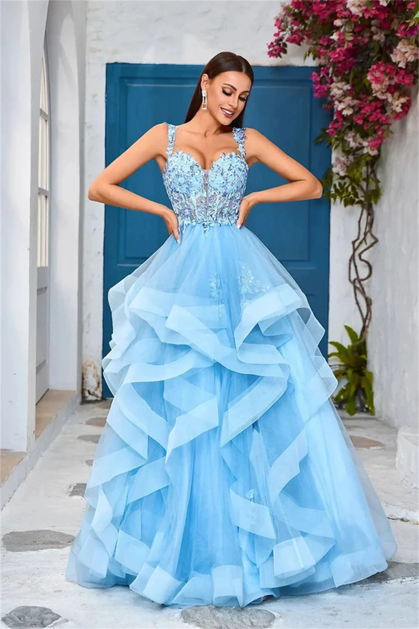 JEHETH Appliques Prom Party Cocktail Dresses Elegant Women's Long Evening Gowns Birthday Ball Gowns Feminine Robes Layered