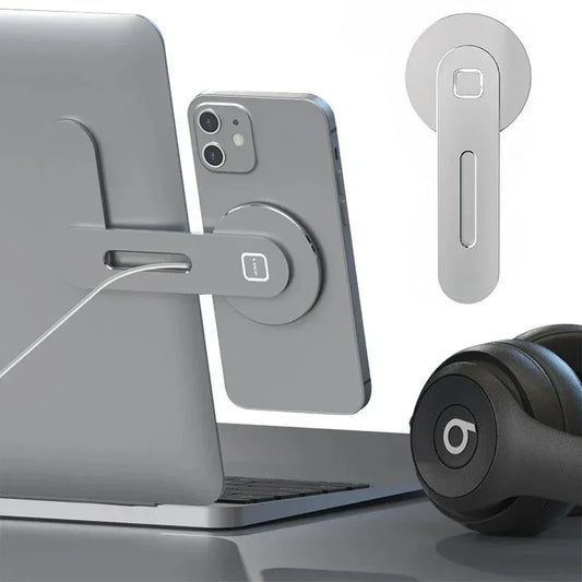 Support magnétique de téléphone portable pour ordinateur portable 2025, moniteur d'ordinateur, support latéral de téléphone portable, fin et pliable pour les séries d'iPhone 14, 13, 12 et tous les téléphones.