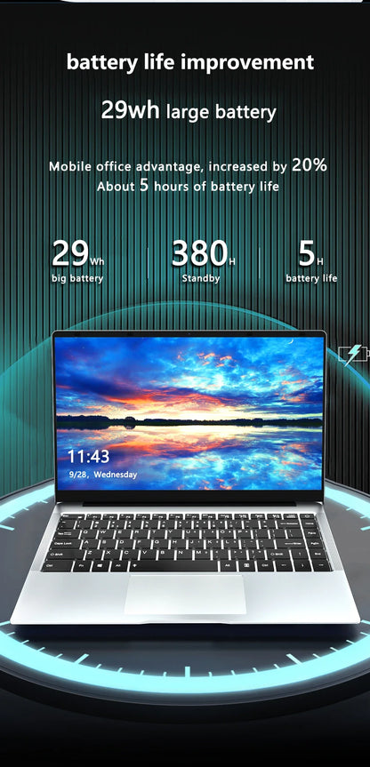 Kid 14.1-inch Intel Celeron N4000 Laptop with 128GB/256GB/512GB/1TB SSD Windows 11 Pro  Dual Core Portable Notebook for Students