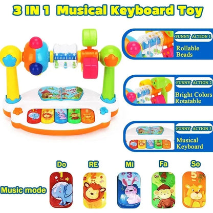 Jouets de piano pour bébé Clavier de piano rotatif pour enfants avec son lumineux, Jouets musicaux pour tout-petits, Jouet musical éducatif précoce