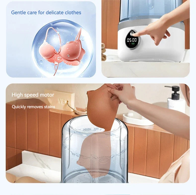 Mini Washing Machine Portable Rechargeable Fully Automatic Washing Machine for Underwear, Socks, and Small Laundry