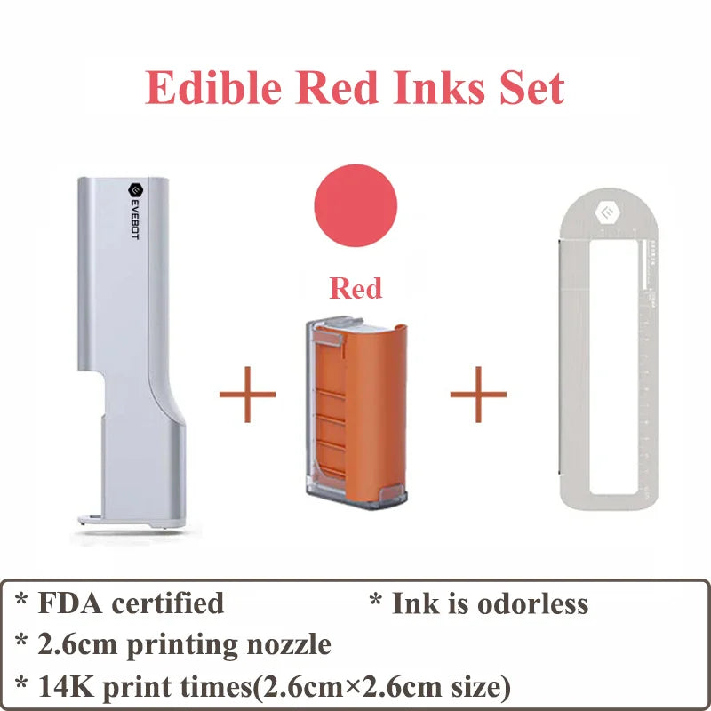 Evebot Food-grade Portable PrintPen Handheld Inkjet Printer Specifically for Food Surfaces Perfect for Coffee Macaron Cakes