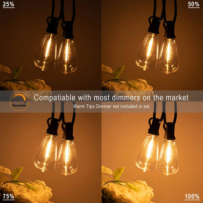 Guirlande lumineuse d'extérieur ST38, connectable, incassable, étanche, ampoule LED en plastique, variable, décoration de jardin, Patio, lumière féerique