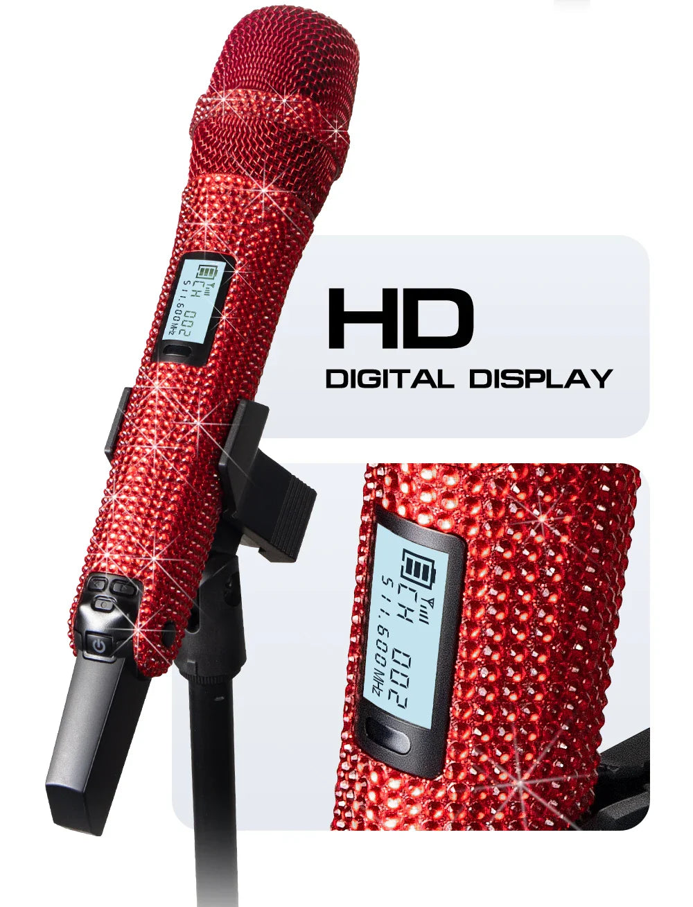 Microphone karaoké sans fil SKM9000, personnalisé incrusté de diamants, pour flux en direct, karaoké, scène brillante, essentiel