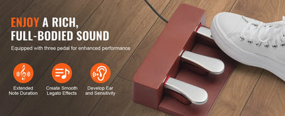 VEVOR Piano numérique, 88 touches entièrement pondérées, ensemble piano à clavier électrique portable avec double clavier, haut-parleurs, pédale de sustain, casque, Bluetooth USB MIDI, pour débutants