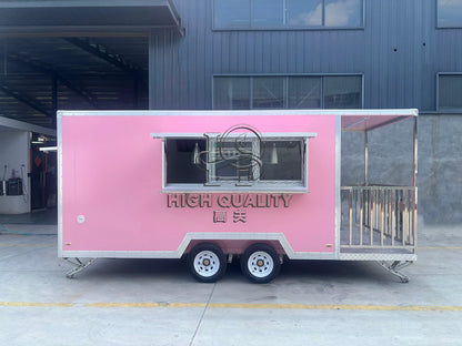 Remorque rose à vendre, nouveau camion de restauration, chariot mobile de restauration rapide, cuisine extérieure, remorque à glace et à pizza, norme américaine
