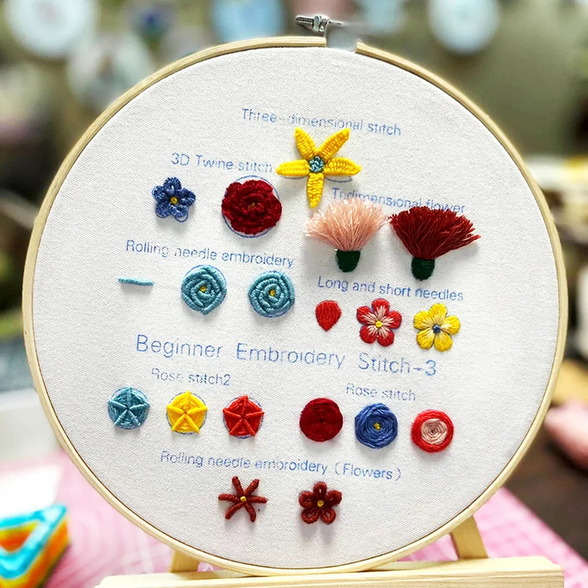 DIY Embroidery Stitchou Practice Kit Handmade Embroidery Starter for Beginner Hand Stitchou Embroidery Skill Techniques