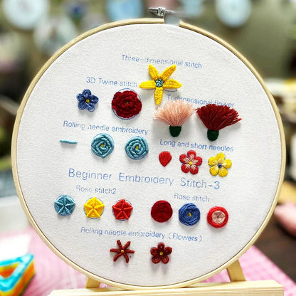 DIY Embroidery Stitchou Practice Kit Handmade Embroidery Starter for Beginner Hand Stitchou Embroidery Skill Techniques