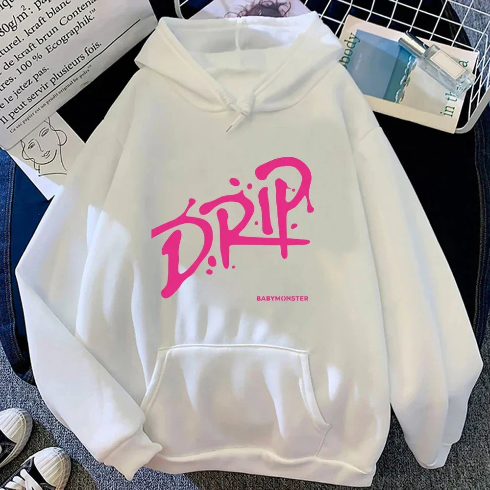 Babymonster Album goutte à capuche 2024 rétro femmes/hommes Harajuku esthétique sweats à capuche unisexe automne hiver pull sweat Vintage