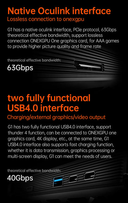 OneXPlayer G1 Gaming Laptop AMD Ryzen AI 9 HX 370 & Intel Core Ultra 7 255H Portable 8.8 Inch 144Hz Dual-Mode Keyboard Computer