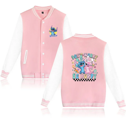 Lilo Stitch Blouson Baseball Hommes Femmes Hip Hop Harajuku Vestes Streetwear Enfants Garçons Filles Manteaux Collège Amples