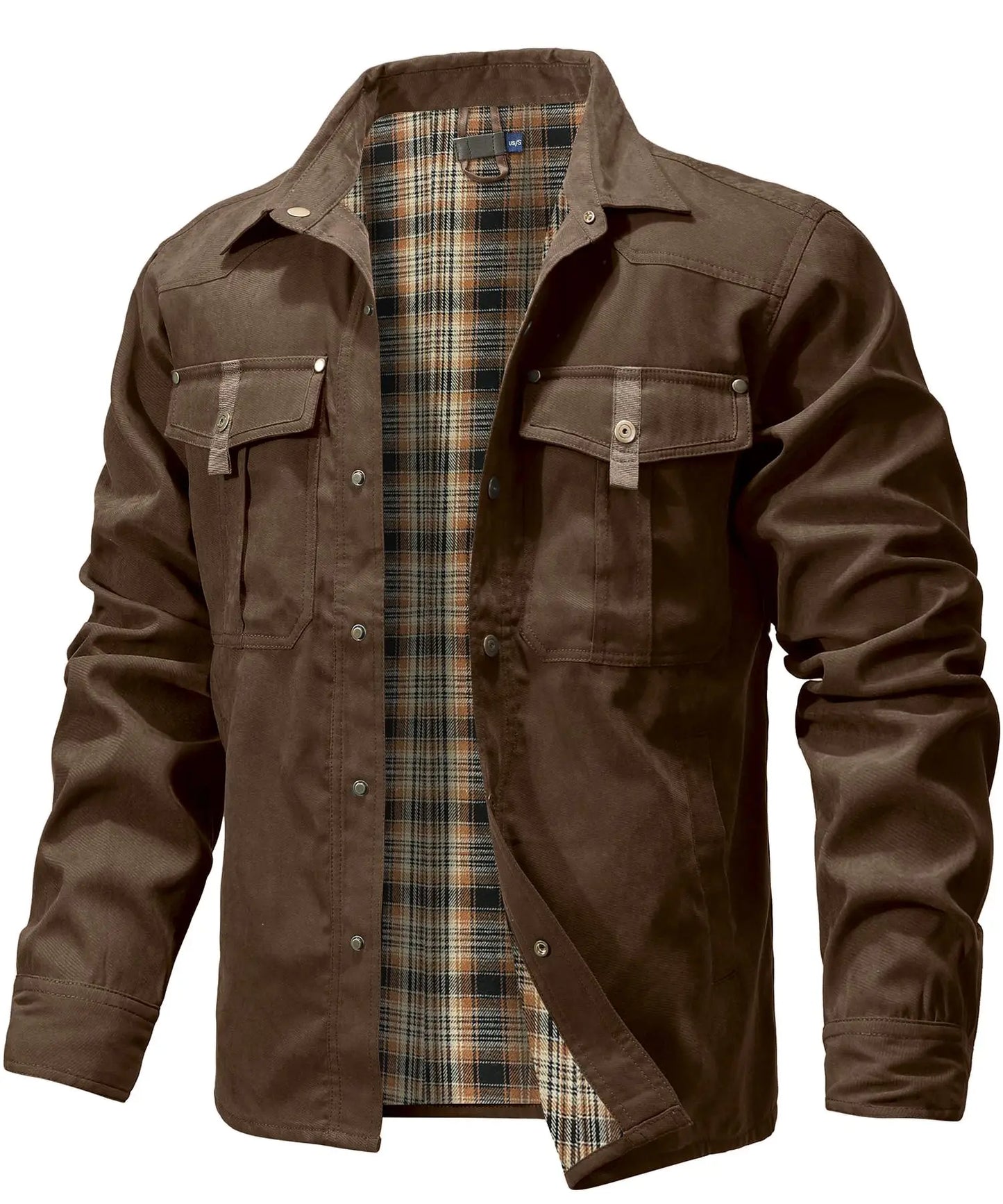 Vestes pour hommes, printemps, chemise doublée en flanelle, manteau, veste décontractée à boutons-pression, style cowboy occidental, haut de haute qualité, taille US