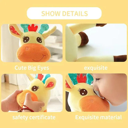 Electric Singing Dancing Giraffe Toy With Light & Voice Recording, Swing Motion Interactive Plush Animal For Kids Gift