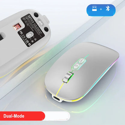 Dual Mode 2.4G Wireless Mouse One-Click Desktop Function Type-C Rechargeable Silent Backlight Mice for Laptop PC New