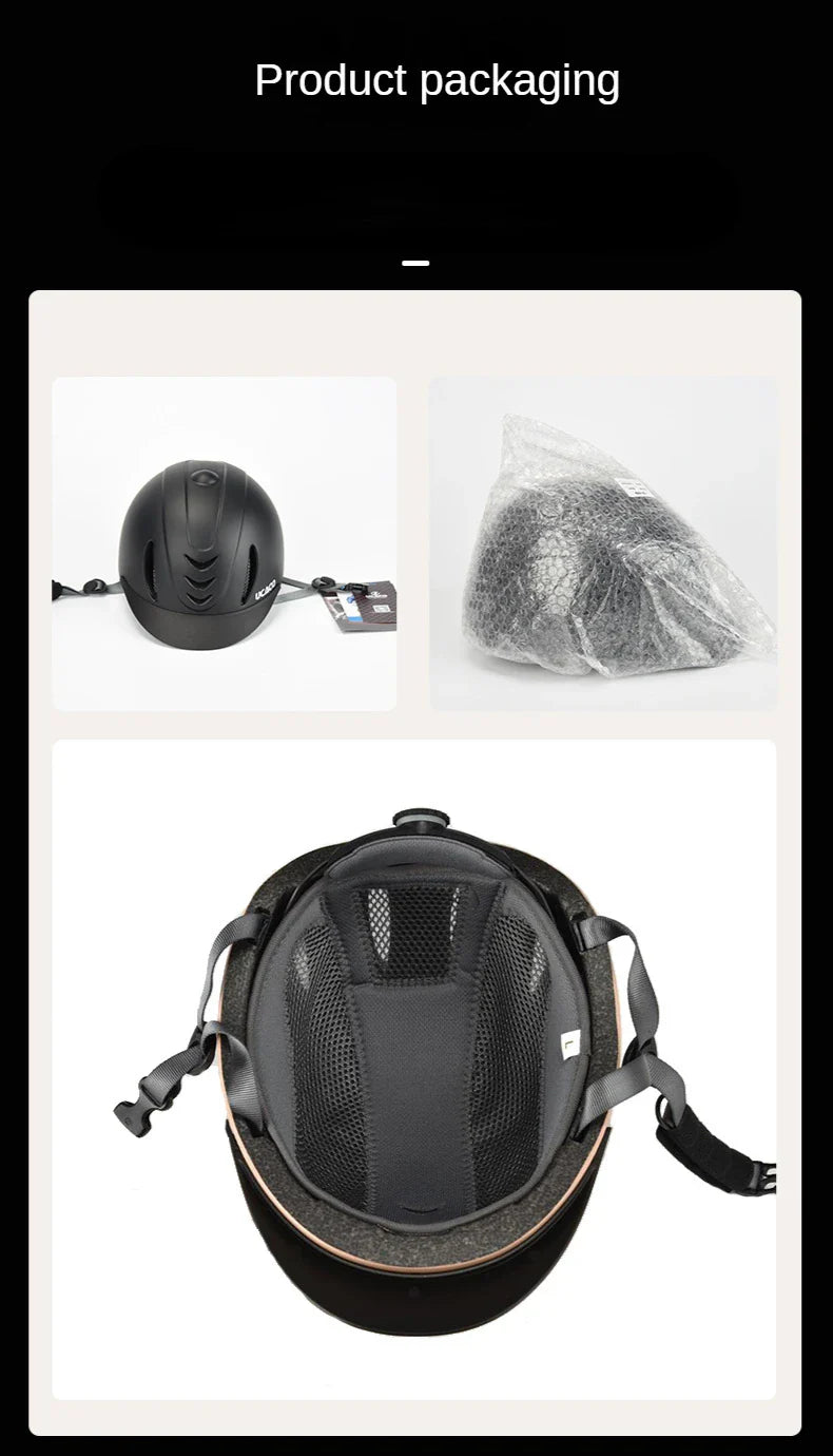 50-61cm UltraLight Adults Children's Equestrian Helmet Adjustable Riding Helmet Knight Hat Removable Brim Horse Equipment