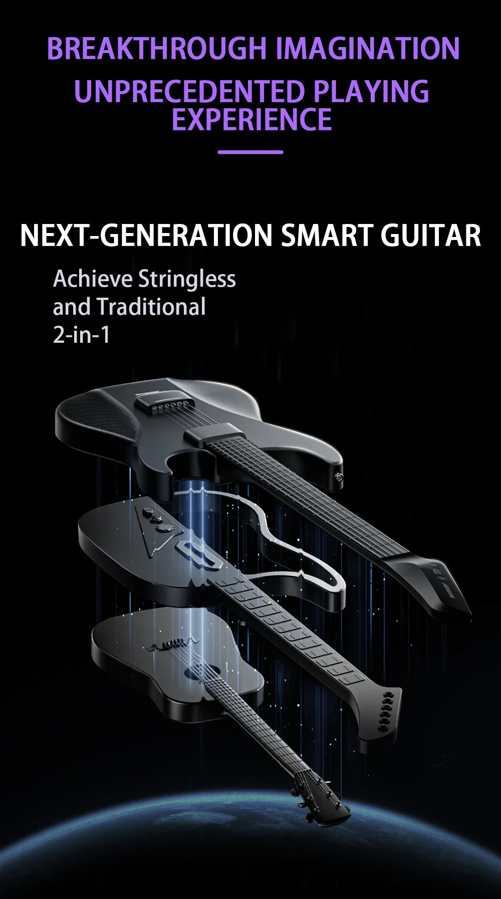 AeroBand – guitare électrique détachable, corde en Silicone indolore, tout-en-un, 9 Styles sonores, basse acoustique avec port micro