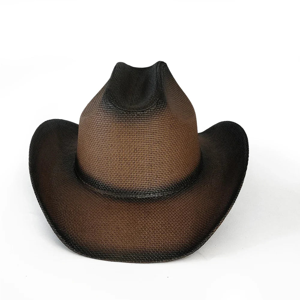 Nouveau chapeau de cowboy dégradé rétro Western pour hommes et femmes, chapeau de cowboy de scène de fête en plein air, chapeau de chevalier, sombrero de cowgirl vaquero