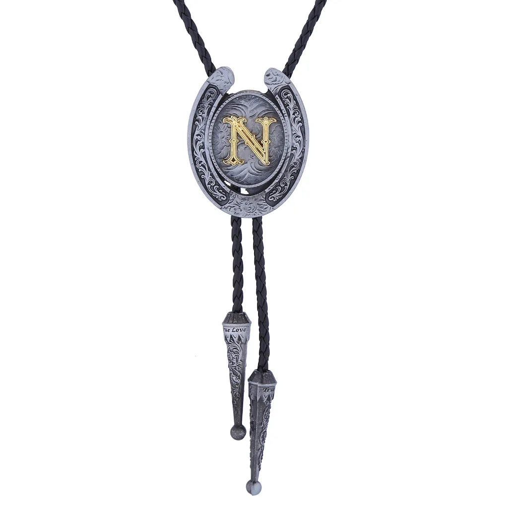RechicGu-26 lettres Bolo pour homme, style western, cow-boy, cow-girl, cravate en cuir, collier rodéo, bijoux cadeaux, Dropshipping