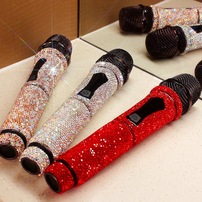 Microphone à main sans fil en strass, micro à fréquence fixe UHF pour fête, karaoké, église professionnelle, spectacle, cadeau de réunion