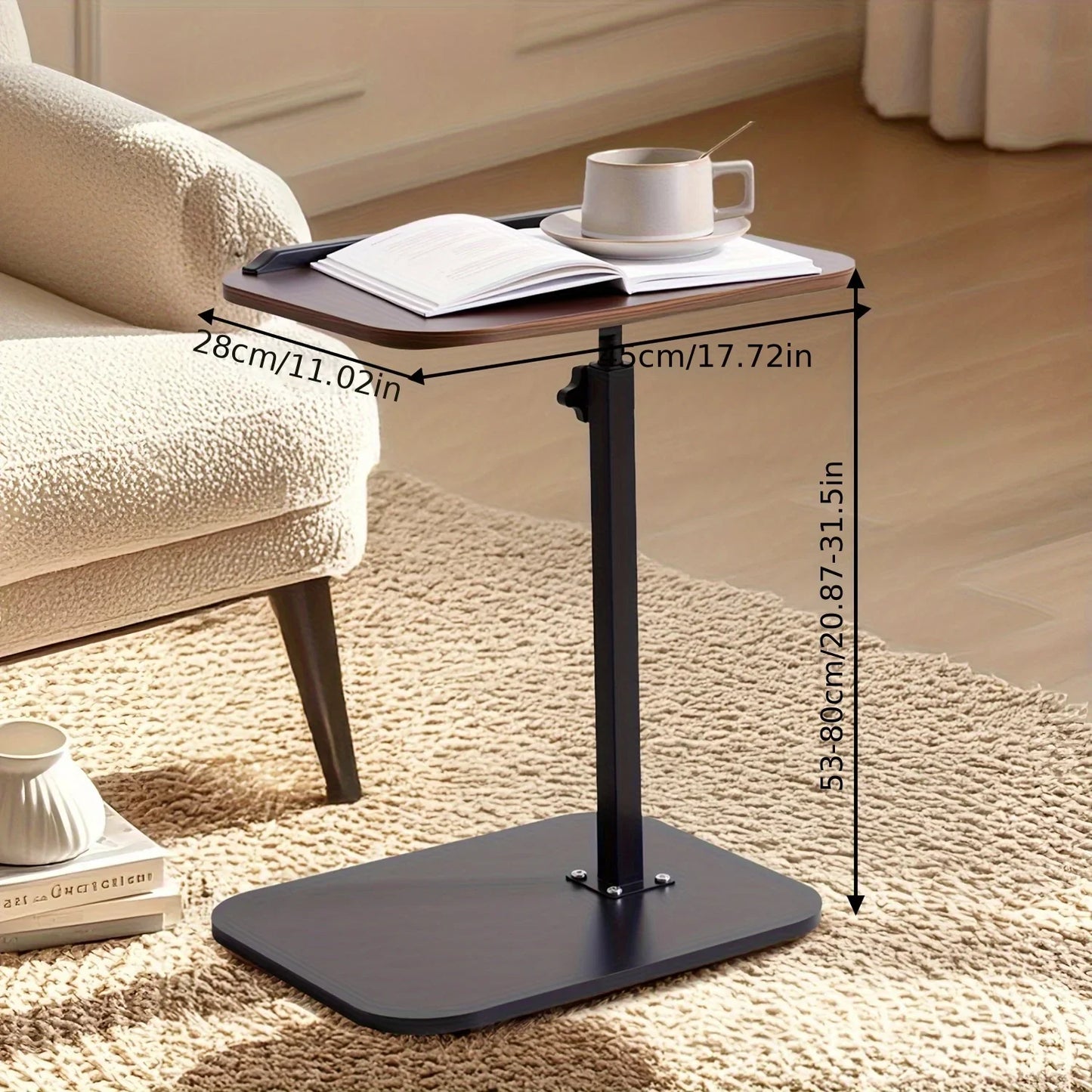 [Table d'ordinateur portable moderne] Table d'appoint moderne en forme de C à hauteur réglable |    360 °   Table rotative pour ordinateur portable, parfaite pour le canapé