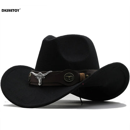 Chapeaux de Cowboy à la mode, chapeau Panama de Cowgirl à large bord avec ceinture rétro pour déguisement de fête