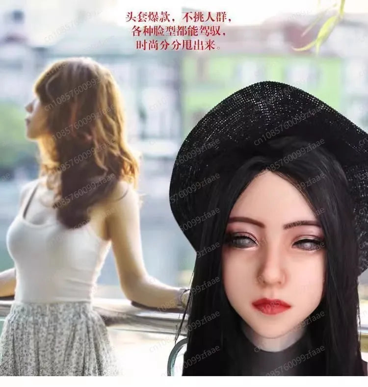 Masque intégral en silicone pour adulte, couvre-chef COS, déguisement, masque, fournitures de travestissement, simulation homme-femme, couvre-chef amélioré