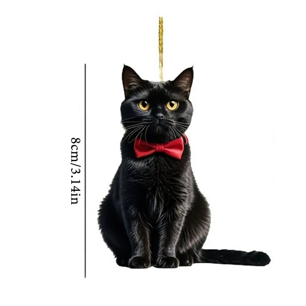 Pendentif Chat en Acrylique Décoration Suspendue avec Cordon Facile à Accrocher Breloque Ornement pour Rétroviseur Intérieur Accessoire Décoratif de Voiture 2D