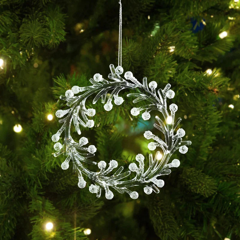 Arbre de noël Transparent flocon de neige suspendus ornements pendentif acrylique 2025 décoration de noël pour la maison cadeaux Navidad nouvel an 2026