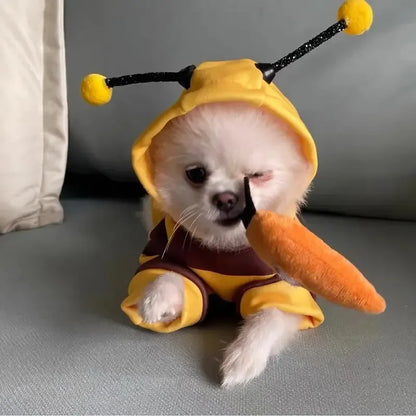 Sweat à capuche pour animaux de compagnie thème Abeille mignonne 2025 - Un pull douillet en tricot pour chiots et chats, parfait pour les costumes de cosplay de fêtes de fin d'année