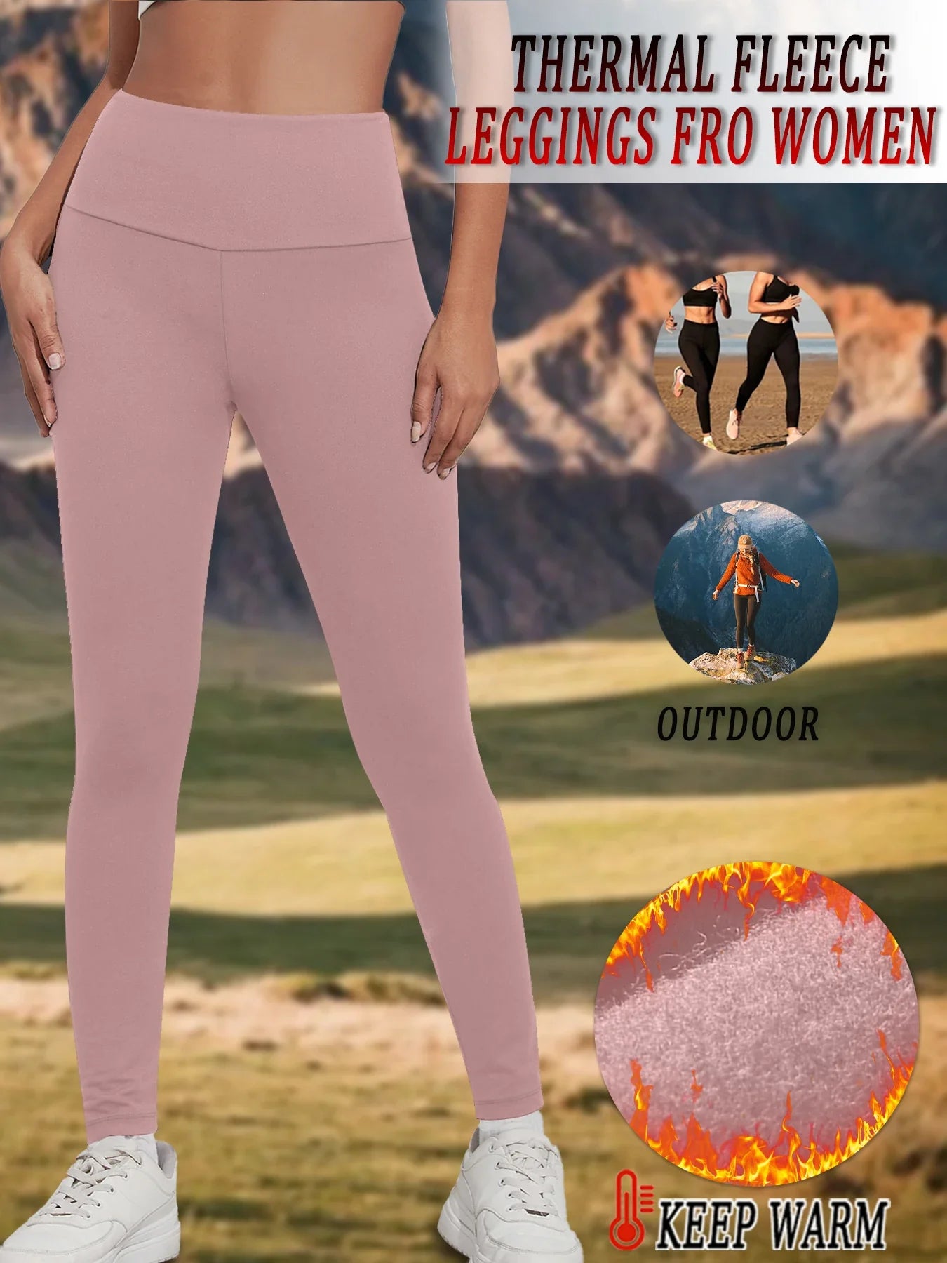 Leggings taille haute doublés en polaire thermique pour femme. Collants chauds et épais pour l'entraînement, pantalons de yoga doux, hiver